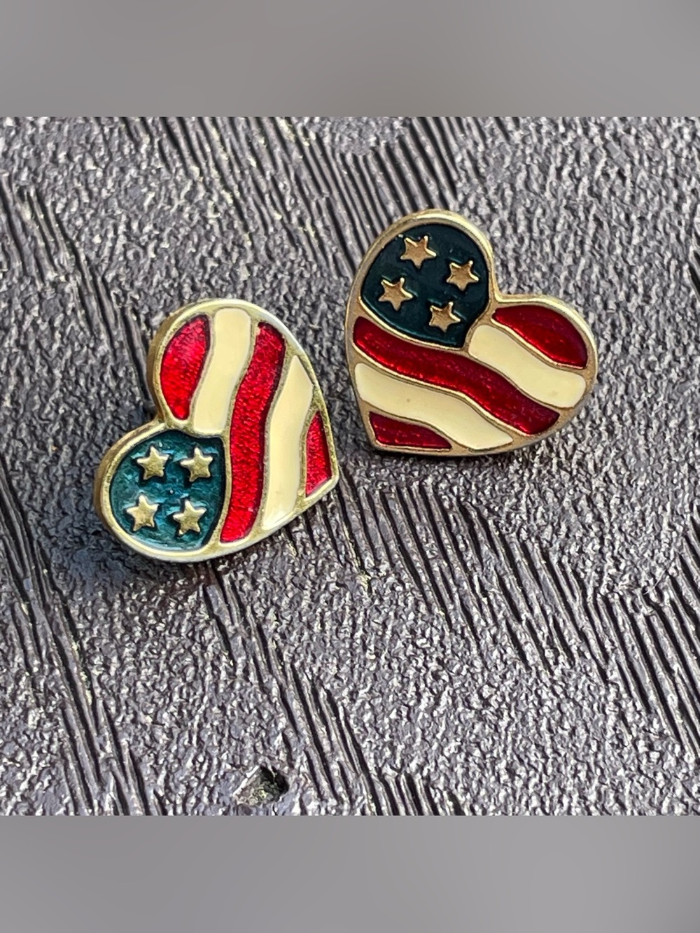 Vintage AVON American Flag Earrings, postback gold-tone